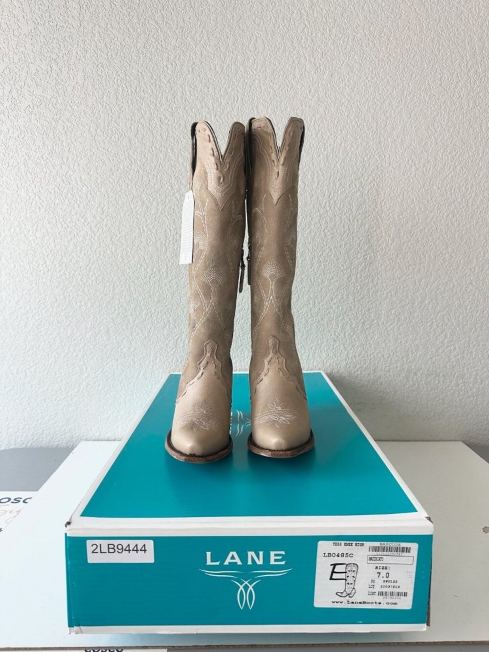 Lane Tessa Knee High Machiatto Cowboy Boots Western Cowgirl Tall Snip Toe Size 7 - Picture 11 of 12